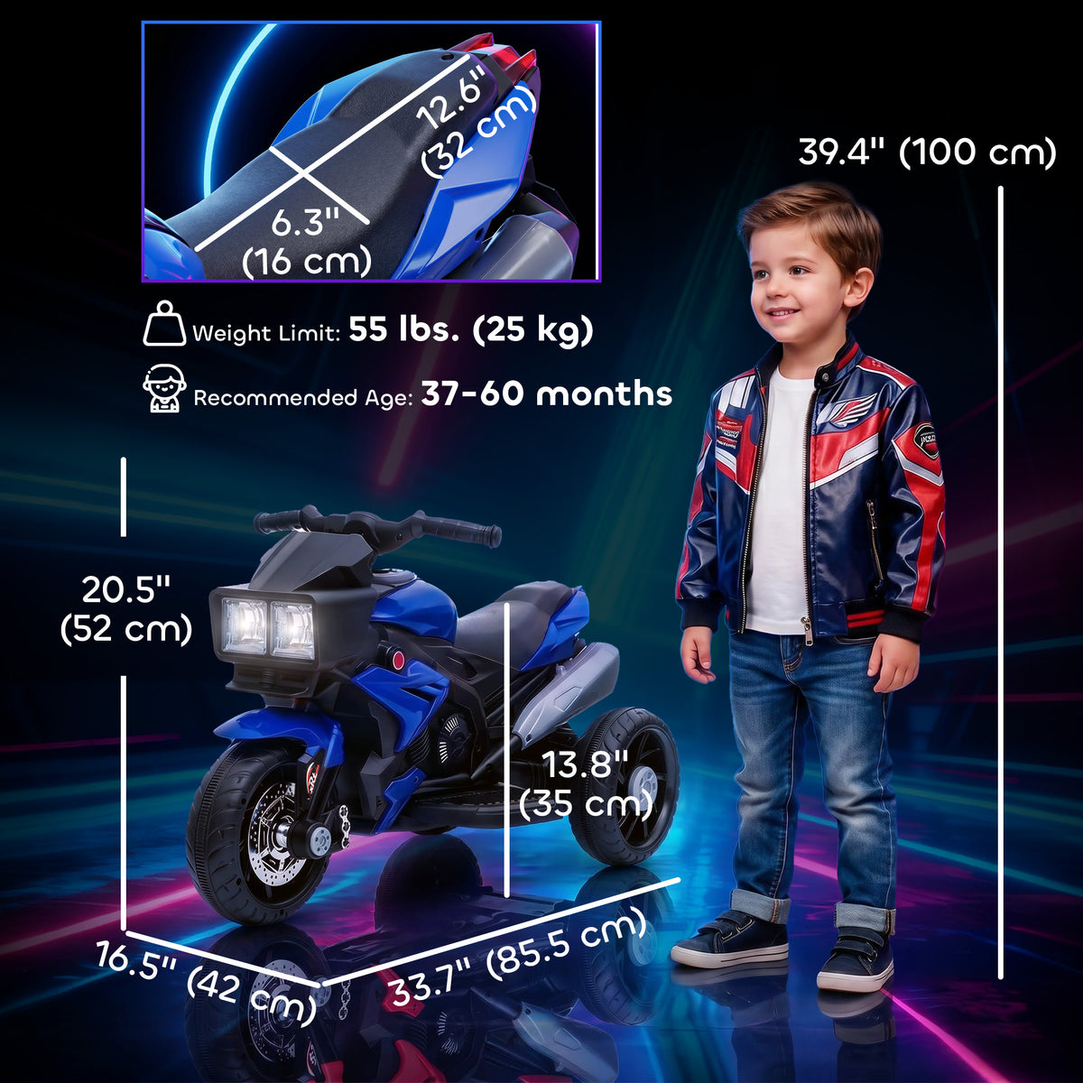 Moto électrique pour enfants 6V avec pédales musique phares