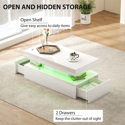 Table basse lumineuse à LED avec rangement