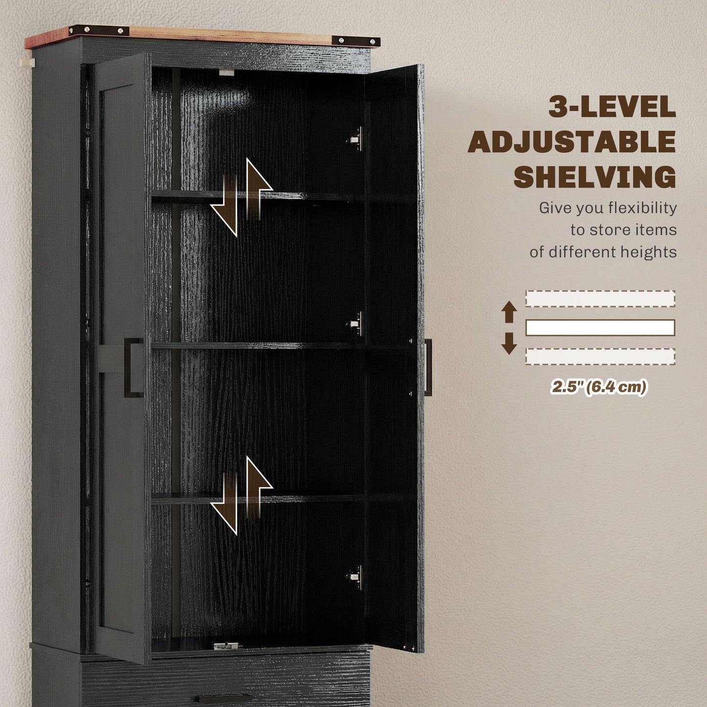 Armoire de cuisine haute 4 niveaux avec tiroirs