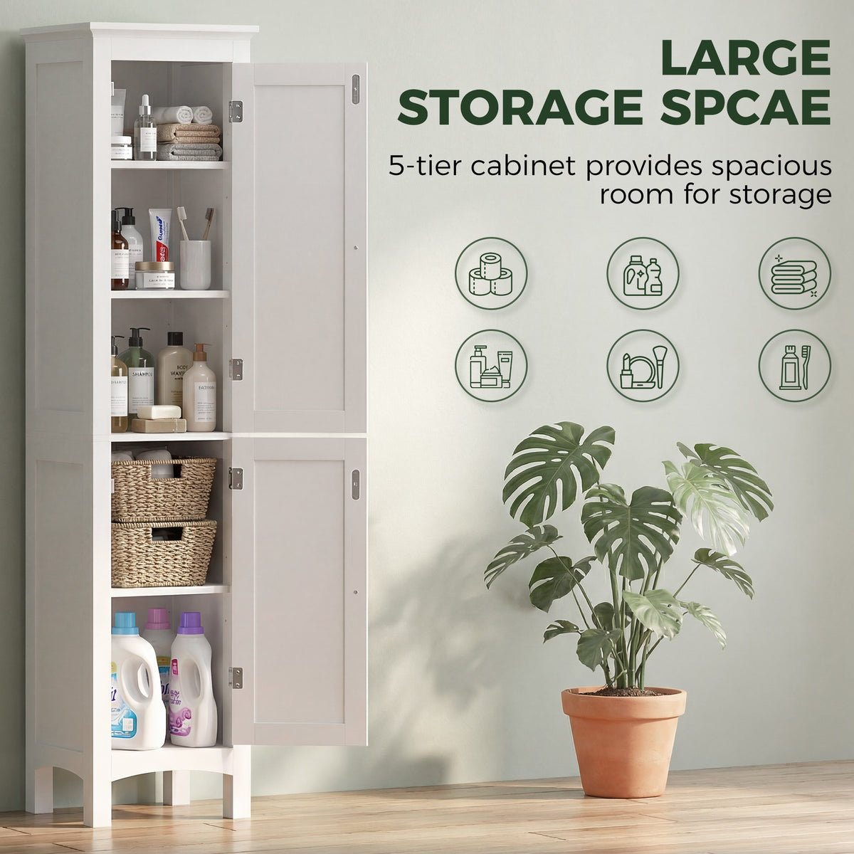 Armoire salle de bain haute rangement ajustable
