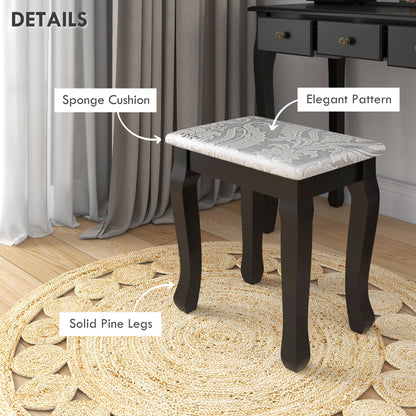 Coiffeuse avec tabouret miroir rotatif 360° 5 tiroirs