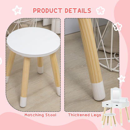 Coiffeuse pour enfants avec miroir et tabouret