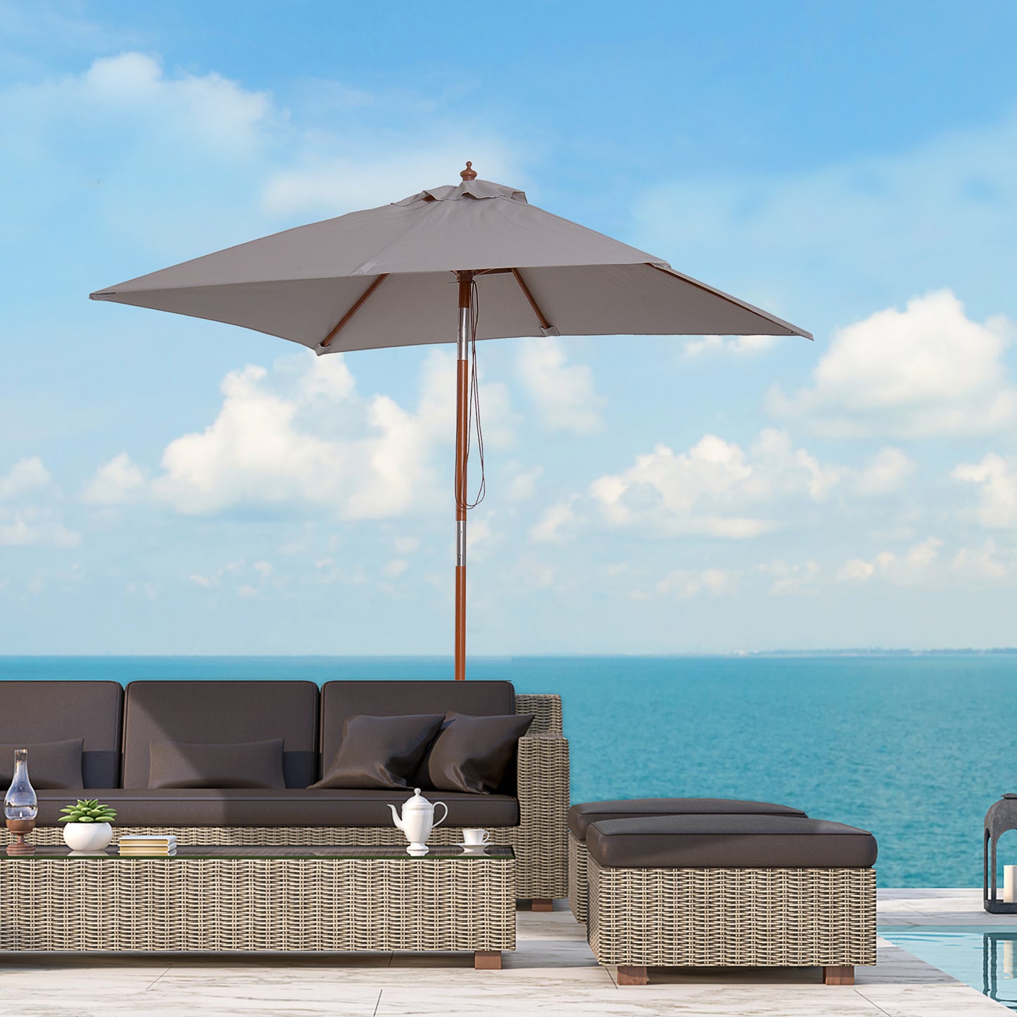 Parasol rectangulaire de patio inclinable 200 x 150 cm