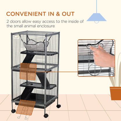 Cage à roulettes pour petits animaux 4 niveaux