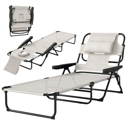 Chaise longue pliante avec dossier inclinable