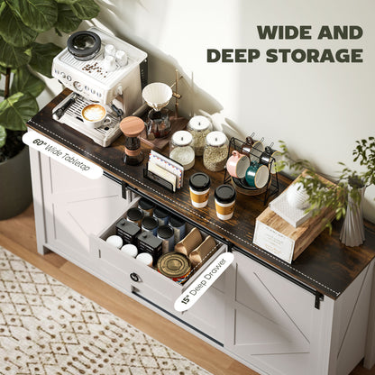 Meuble de buffet style fermette portes coulissantes 152 cm
