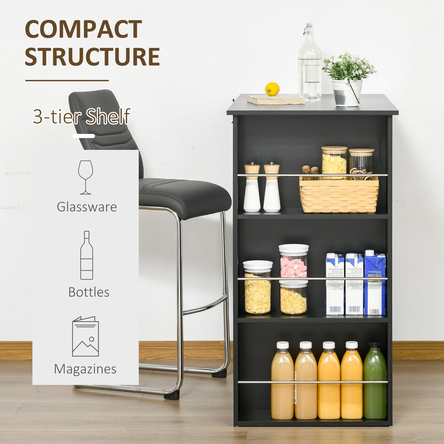 Table haute cuisine 3 tablettes rangement