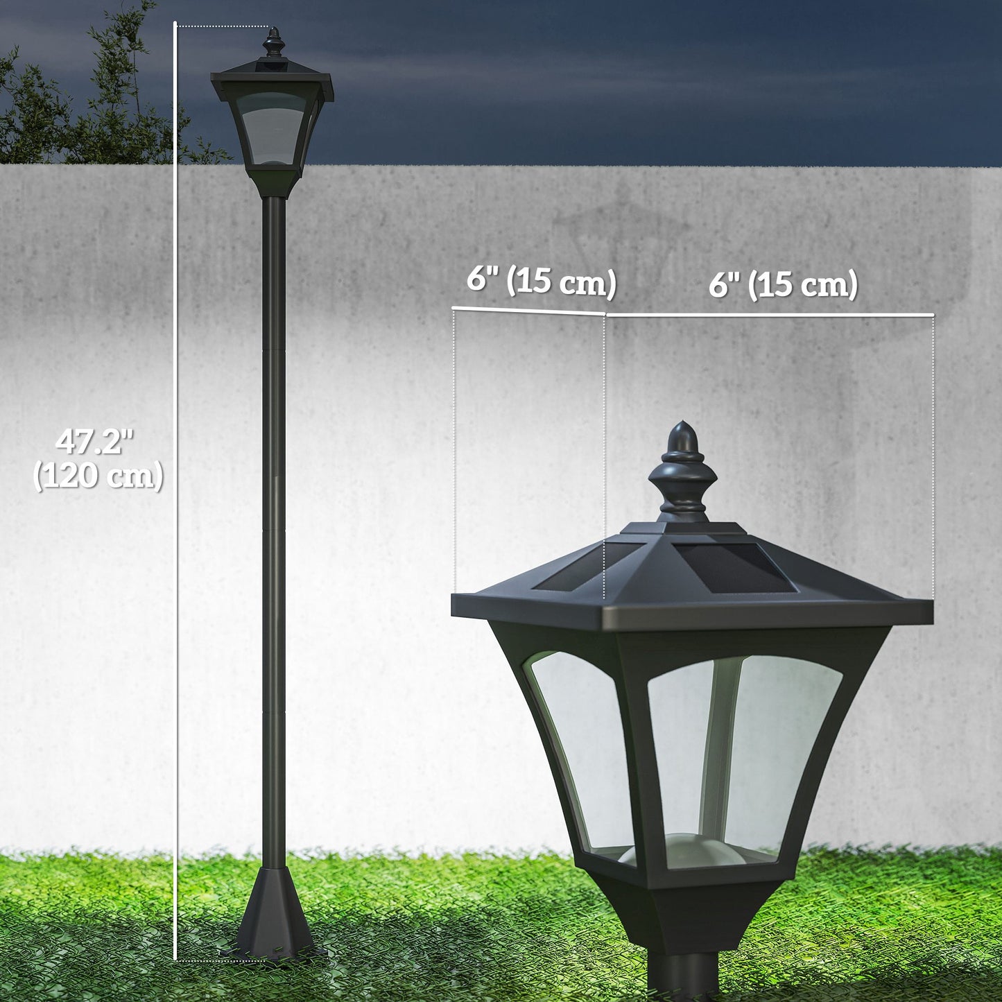 Lampadaire solaire extérieur style lampe de rue