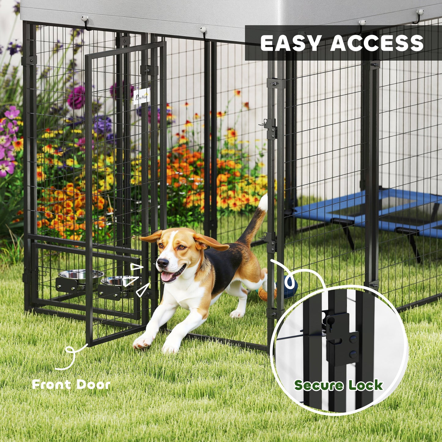 Enclos pour chien extérieur verrouillable acier soudé