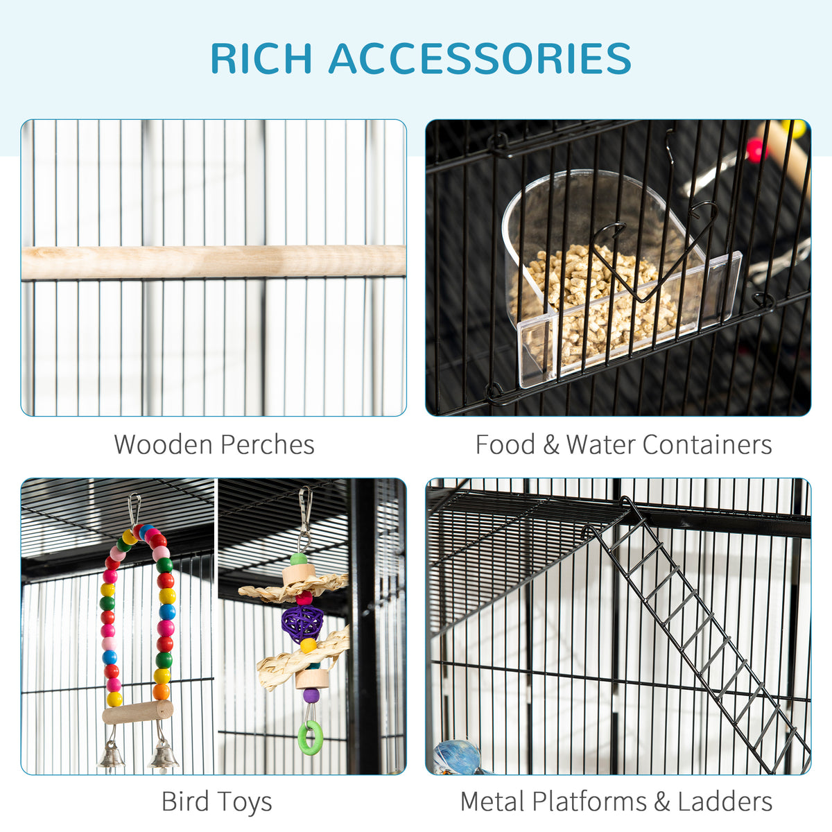 Grande volière pour oiseaux avec roulettes et accessoires