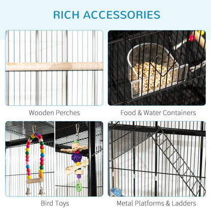 Grande volière pour oiseaux avec roulettes et accessoires