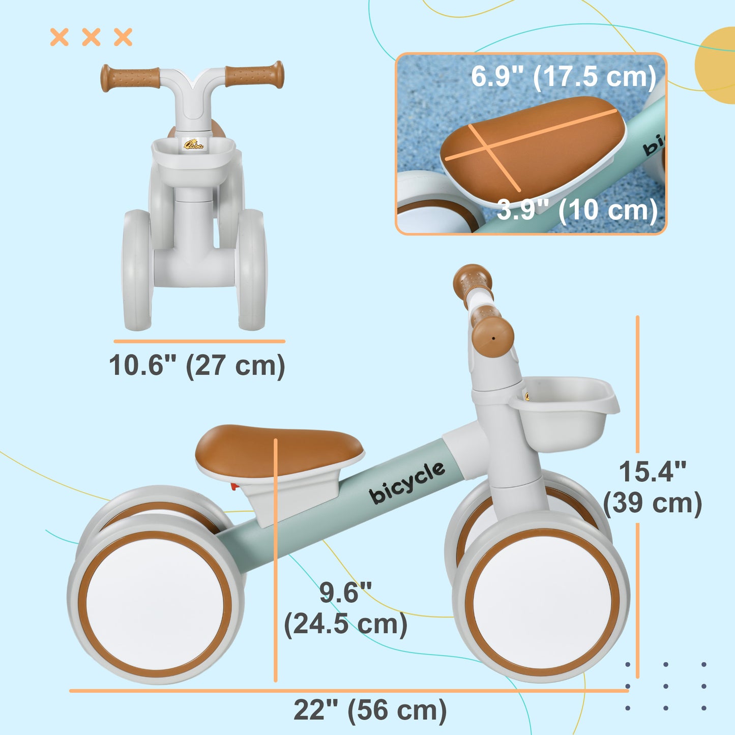 Vélo d'équilibre bébé avec panier amovible