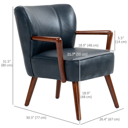 Fauteuil d'appoint moderne en similicuir avec pattes en bois