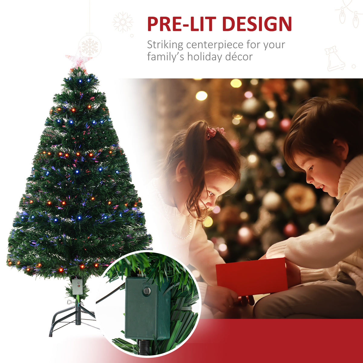Arbre de Noël artificiel lumineux et optique prééclairé