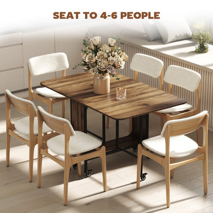 Table à manger pliante extensible avec tablette et roulettes
