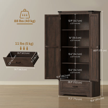 Armoire-garde-manger de cuisine style campagnard 175 cm