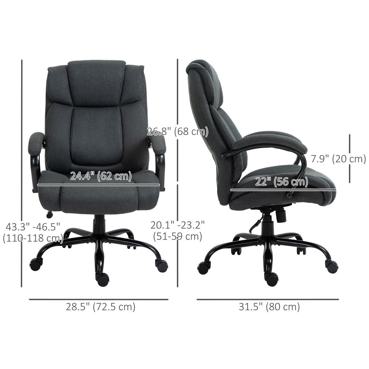 Chaise de bureau ergonomique en lin pivotante