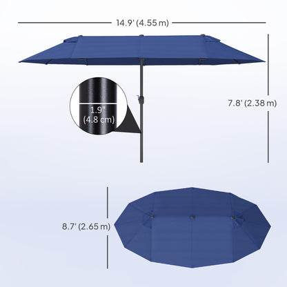 Parasol double face 4,6m avec manivelle acier