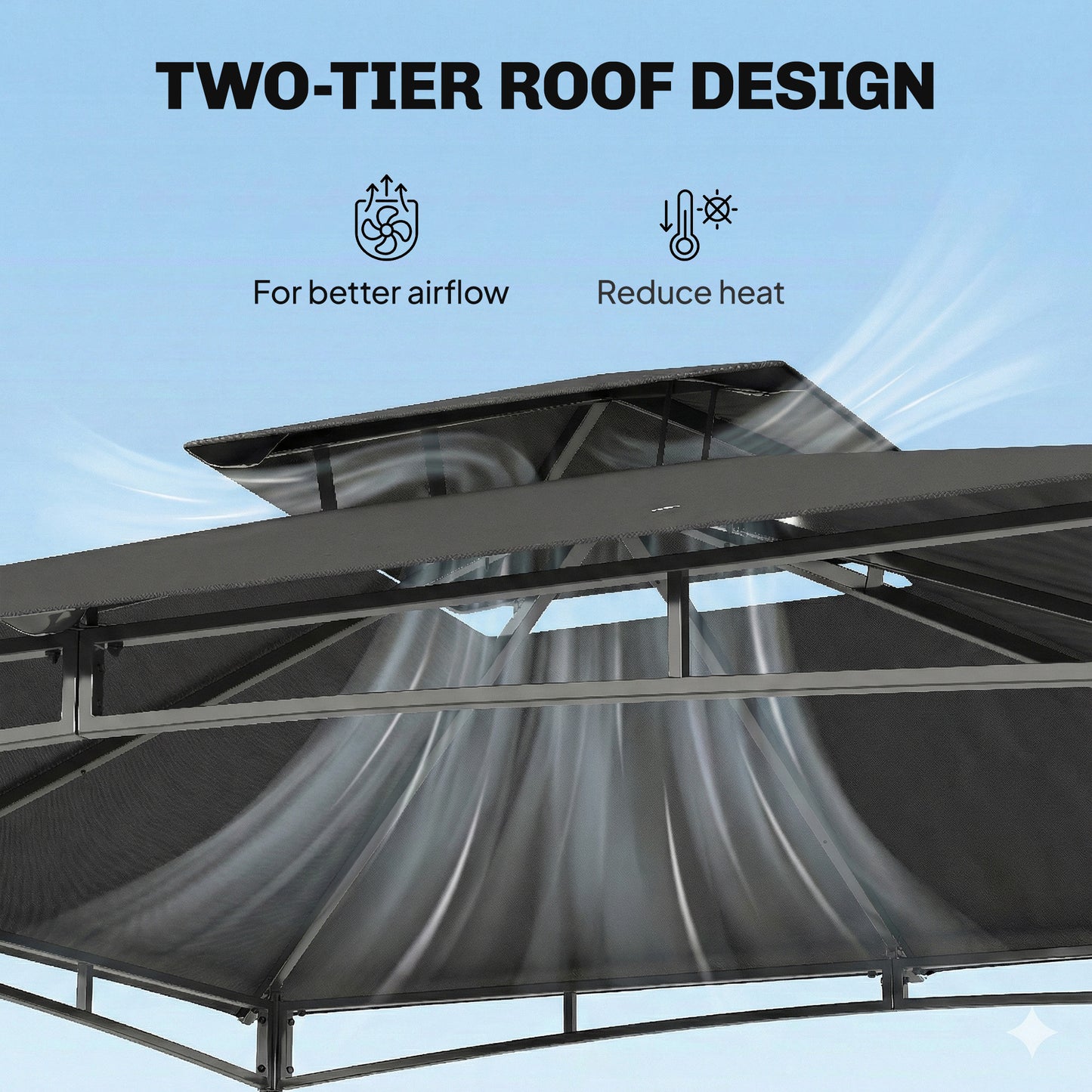 Gazebo de jardin double toit 3 m x 3 m