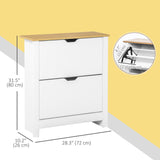 Armoire à chaussures 2 tiroirs rabattables et tablettes ajustables
