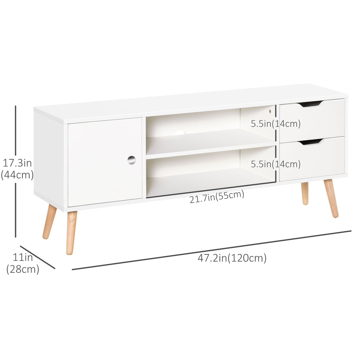 Meuble TV style scandinave pour téléviseurs de 127 cm max