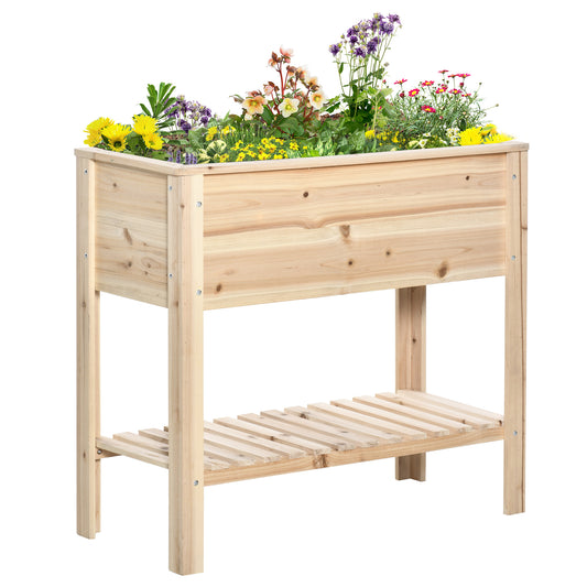 Bac à plantes surélevé avec étagère de rangement 91 x 41 cm