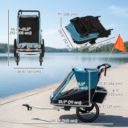 Remorque vélo 3-en-1 enfant pliable avec siège inclinable