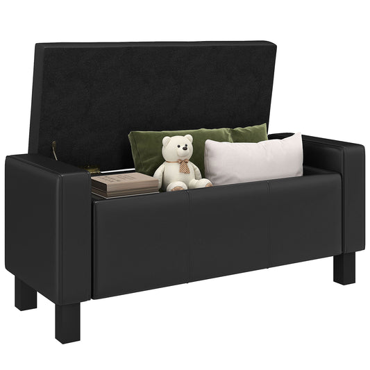 Banc coffre rembourré en similicuir 107 cm