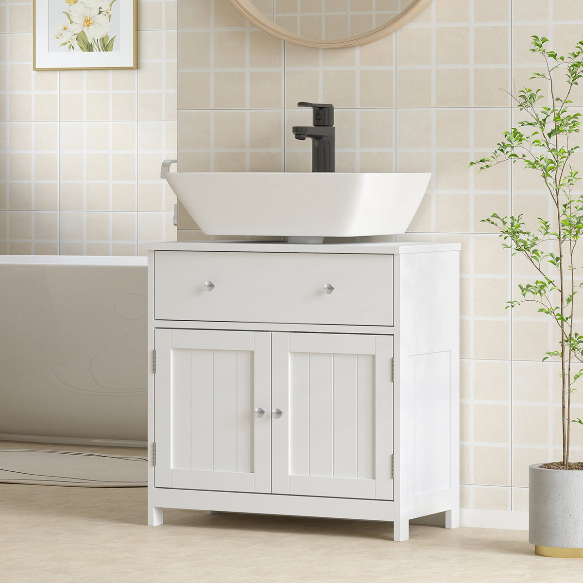 Meuble-lavabo autoportant de salle de bain avec tiroir