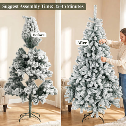 Arbre de Noël artificiel floqué de neige 183 cm
