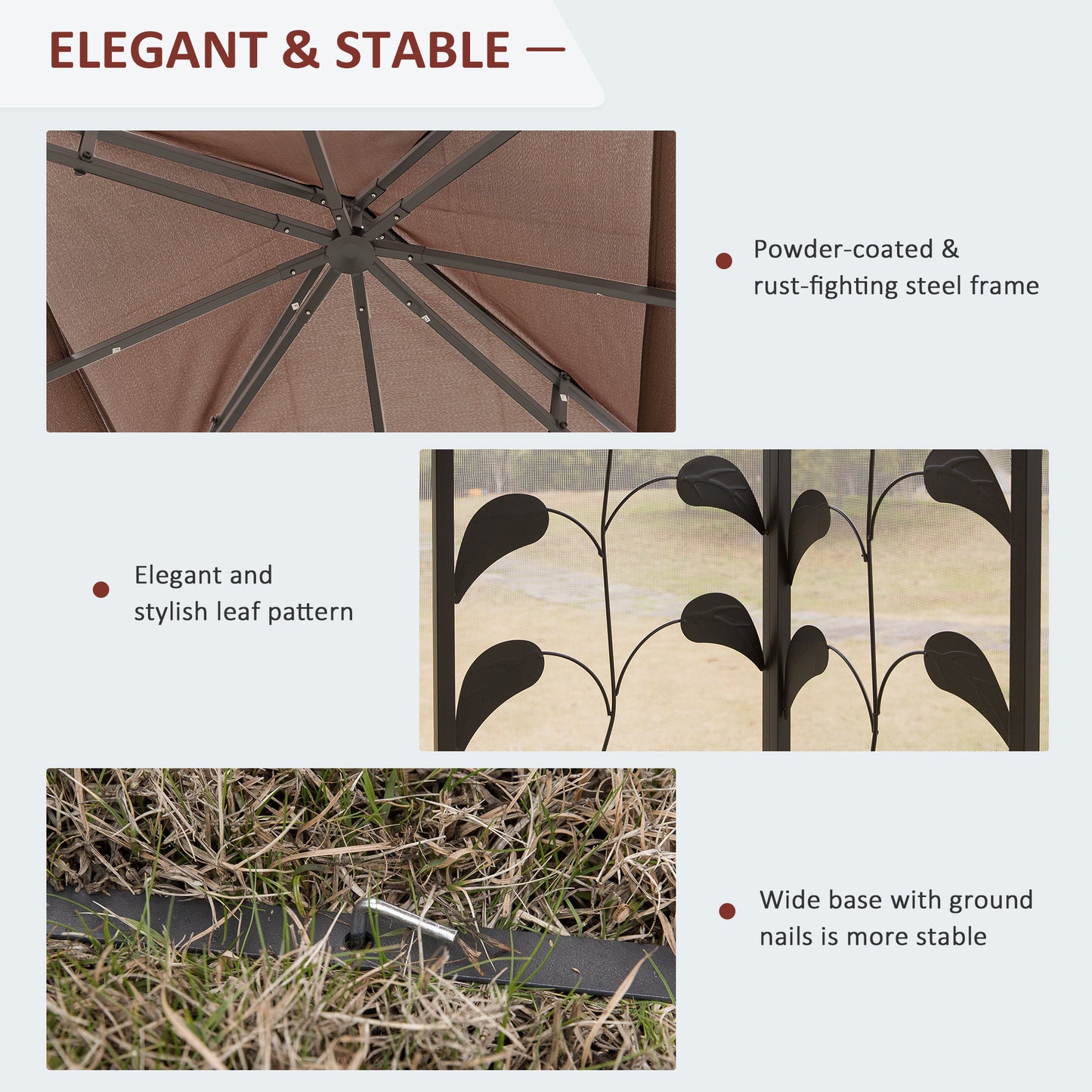 Gazebo de patio toit double 3x3 m acier