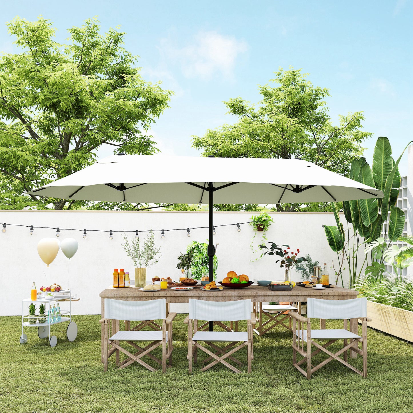 Parasol double toile manivelle — 457 cm