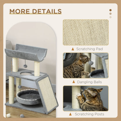 Arbre à chat compact avec perchoir et jouets