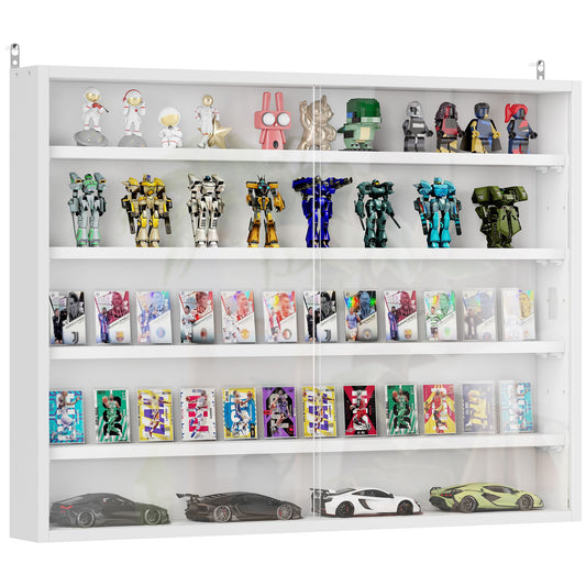 Vitrine murale 5 tablettes avec 2 portes en verre