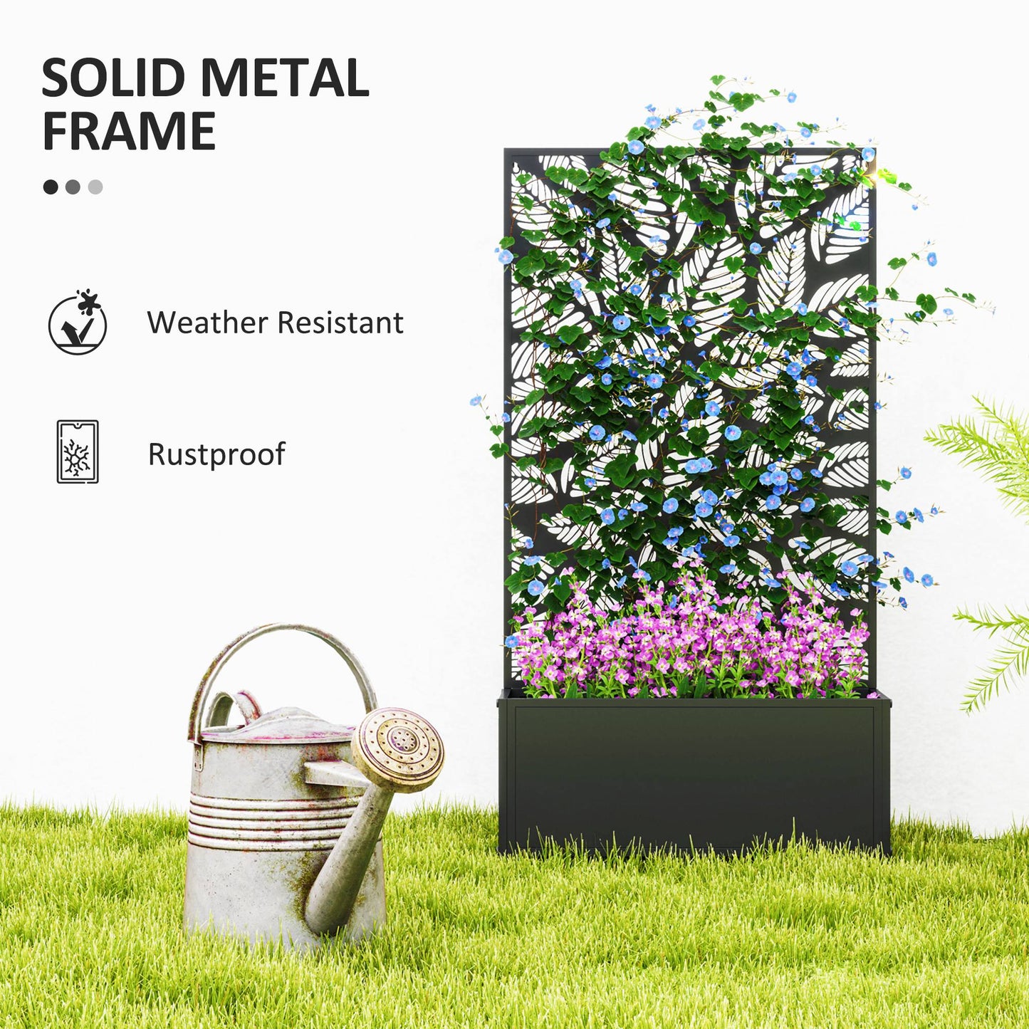Jardinière surélevée en métal avec panneau décoratif