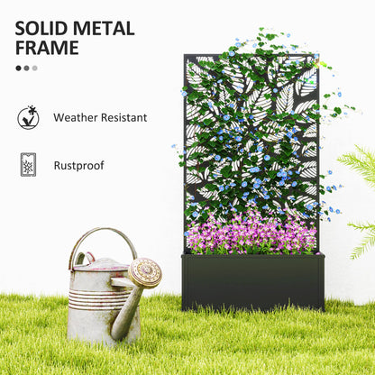 Jardinière surélevée en métal avec panneau décoratif