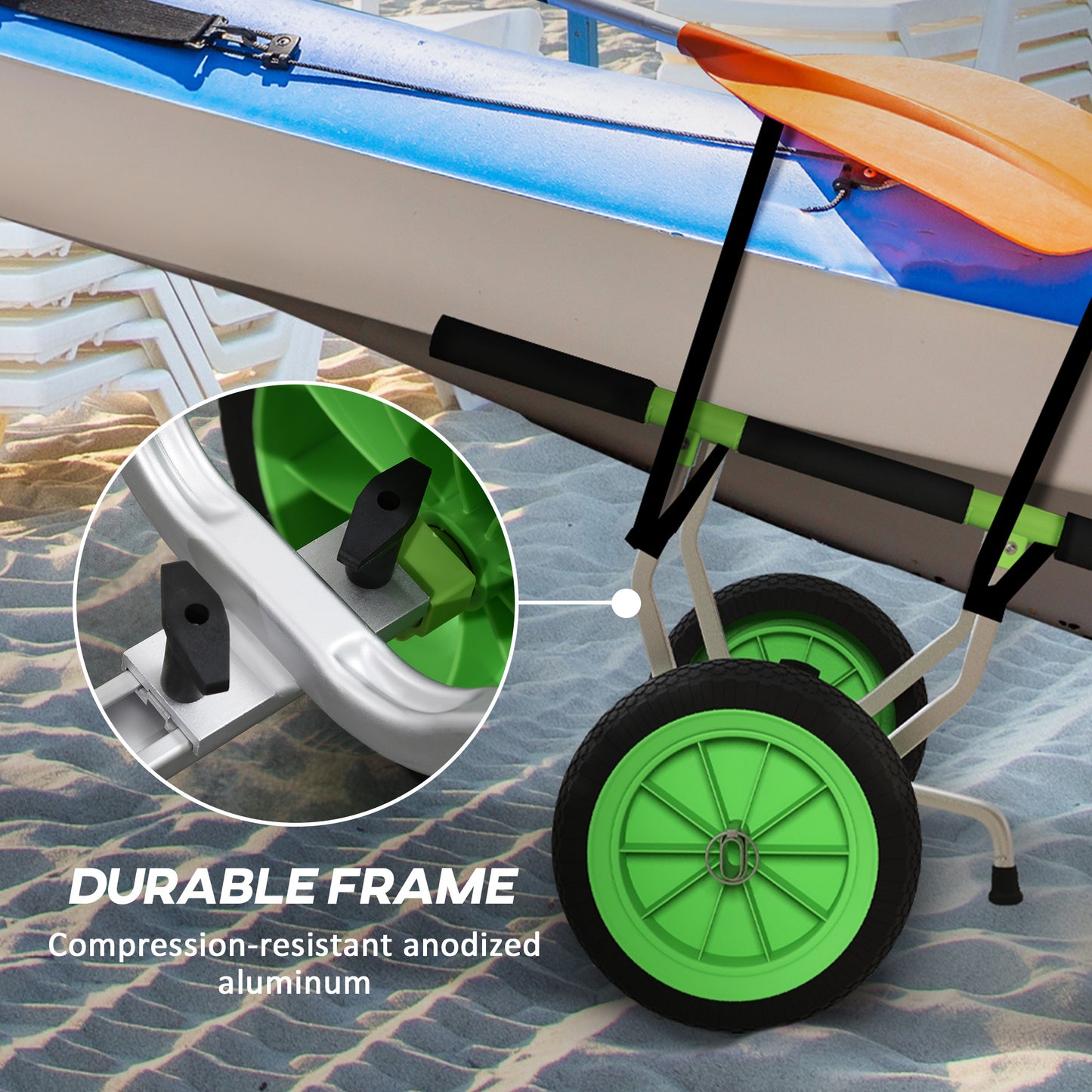 Chariot de kayak aluminium à largeur ajustable