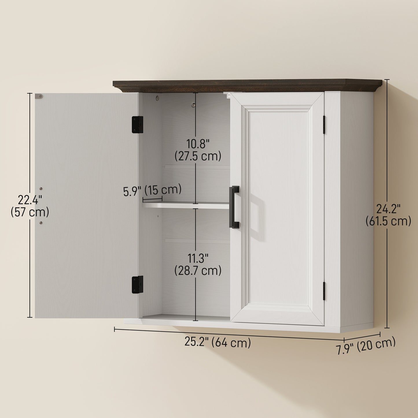 Armoire murale salle de bain style farmhouse 2 portes