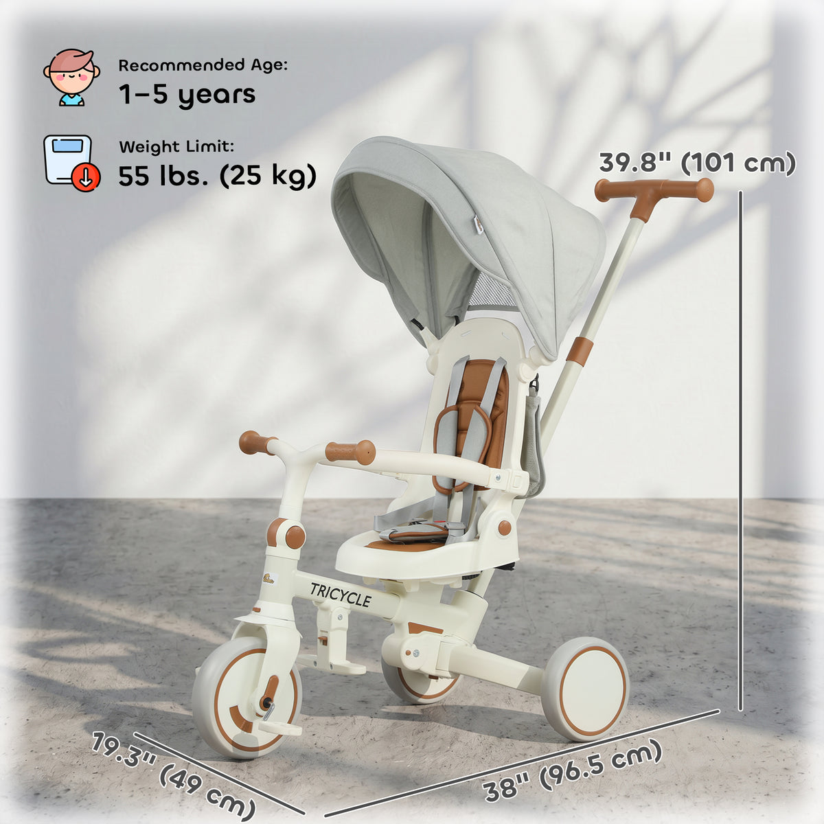 Tricycle évolutif 9-en-1 avec harnais de sécurité