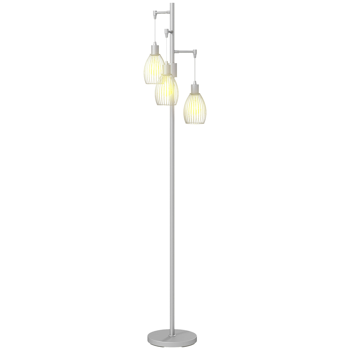 Lampadaire industriel 3 abat-jour suspendus, gradable