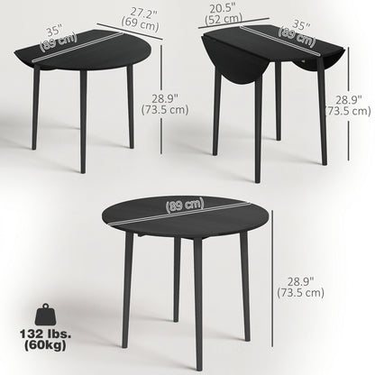 Table à manger pliante ronde à rallonges abattantes