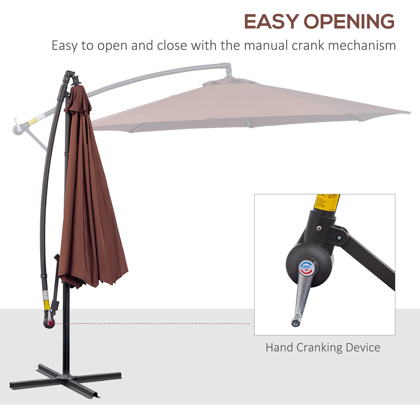 Parasol déporté patio 10 pieds cantilever avec base croisée
