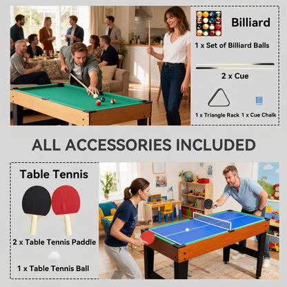 Table multi-jeux 5-en-1 avec baby-foot, billard, hockey