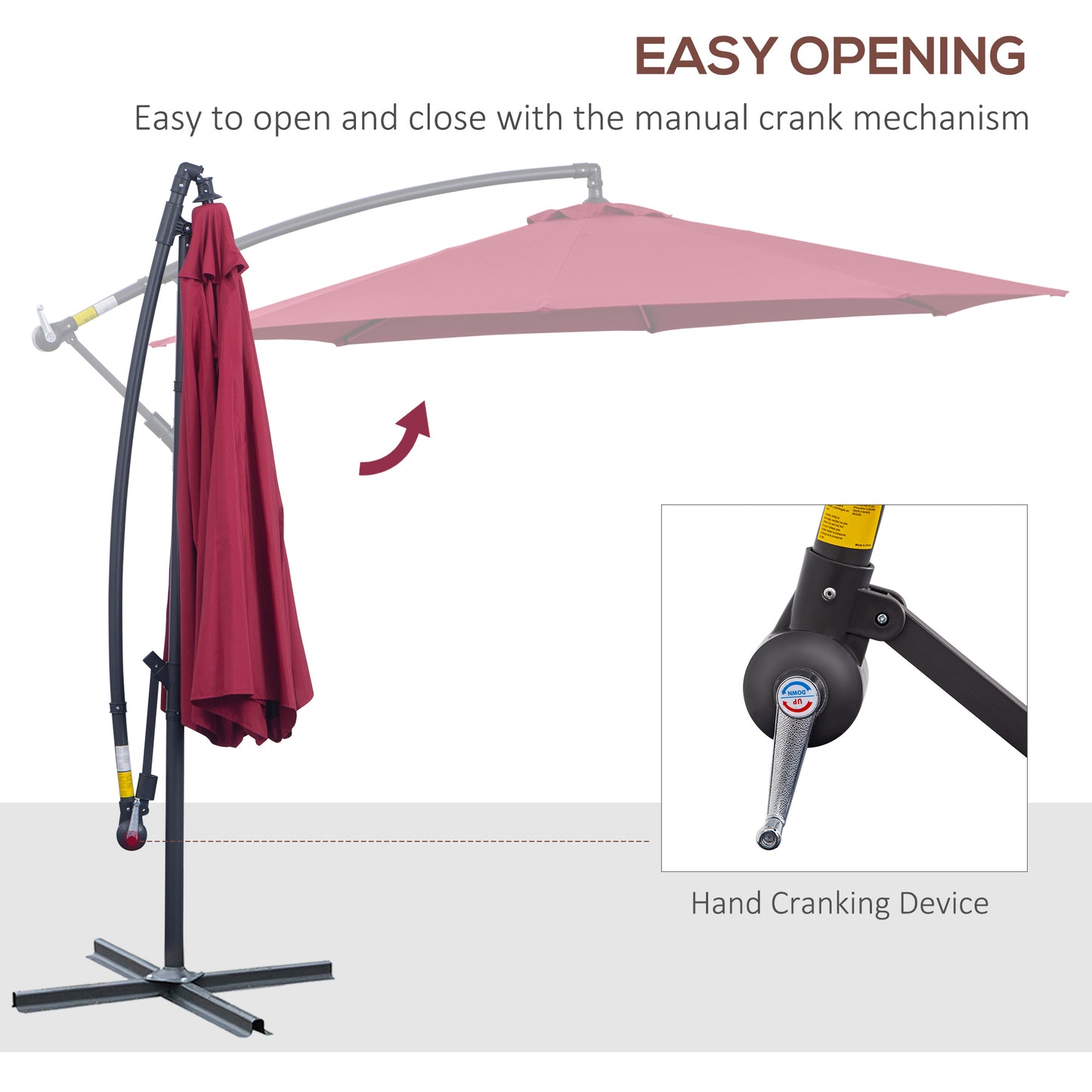 Parasol déporté patio 10 pieds cantilever avec base croisée