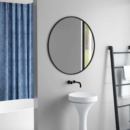 Miroir mural rond 91 cm cadre métallique décoratif
