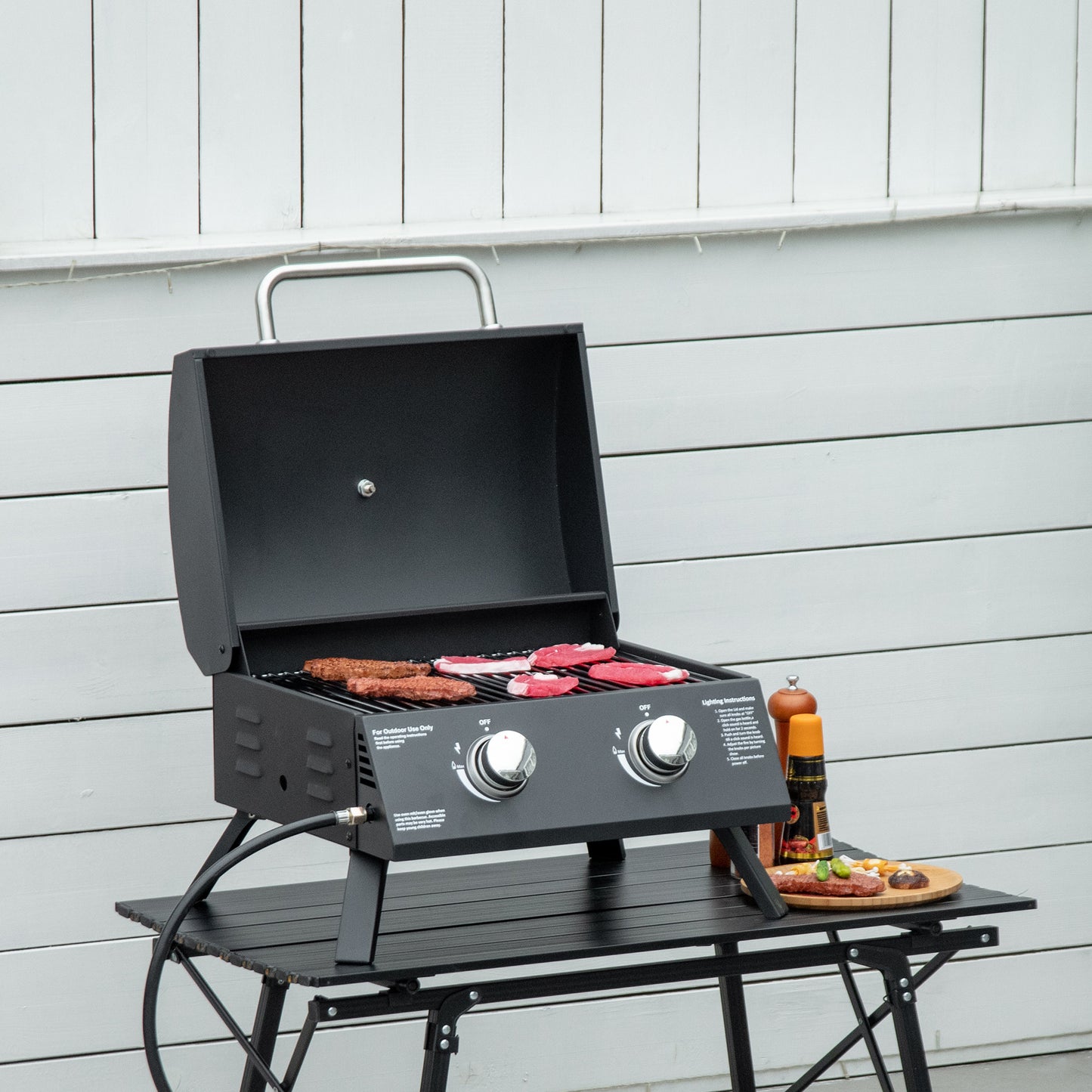 BBQ au propane portable 2 brûleurs pattes pliantes