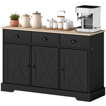 Buffet de style fermette avec portes de grange et tiroirs