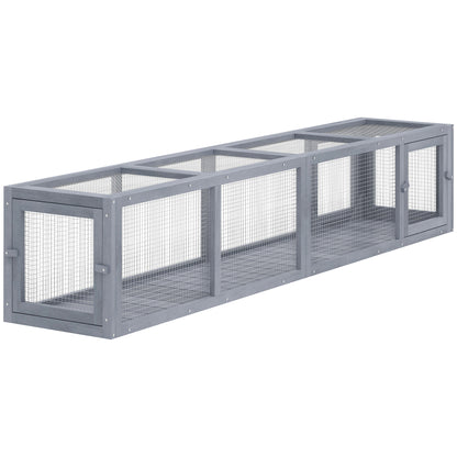 Tunnel pour chat extérieur en bois et grillage modulaire