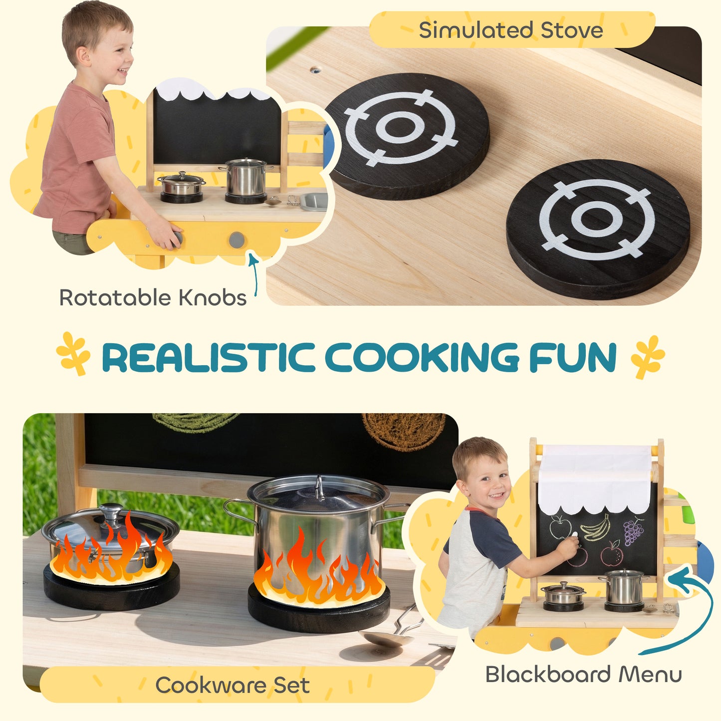 Cuisine boue enfant avec robinet, bac, tableau noir