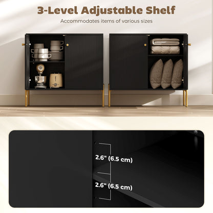 Buffet moderne avec portes cannelées et étagère réglable